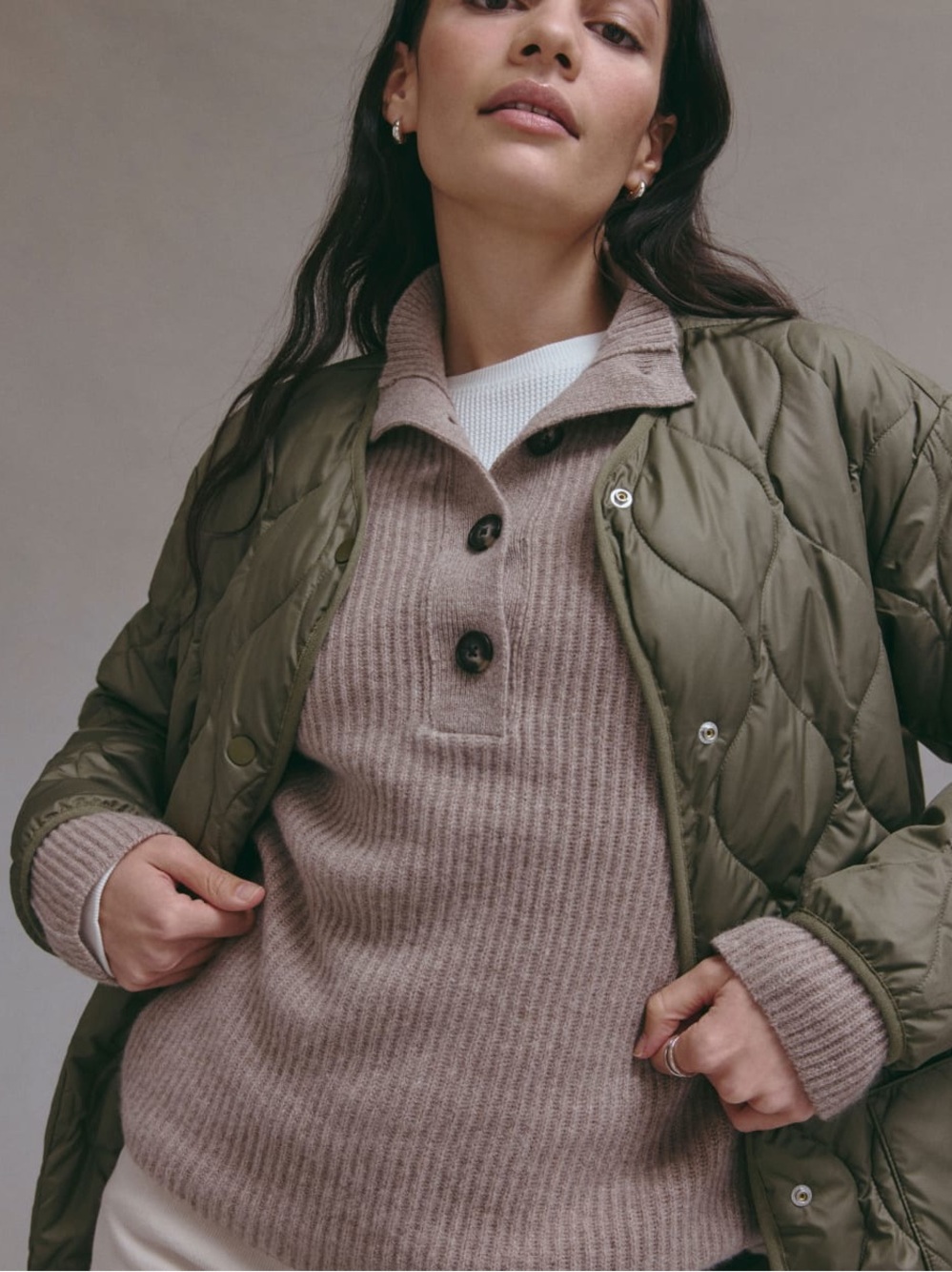 Everlane The Long Quilted Liner Coat in Kalamata Green XL - Picture 3 of 14
